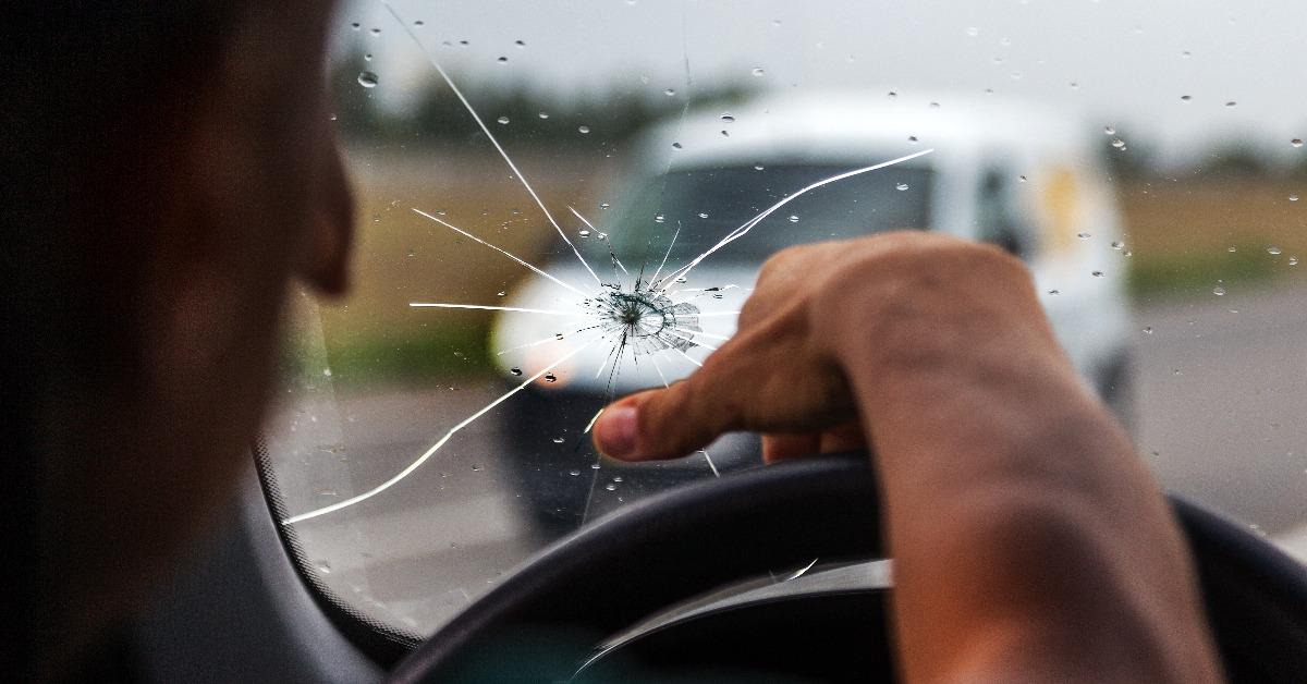 broken windshield of a car
