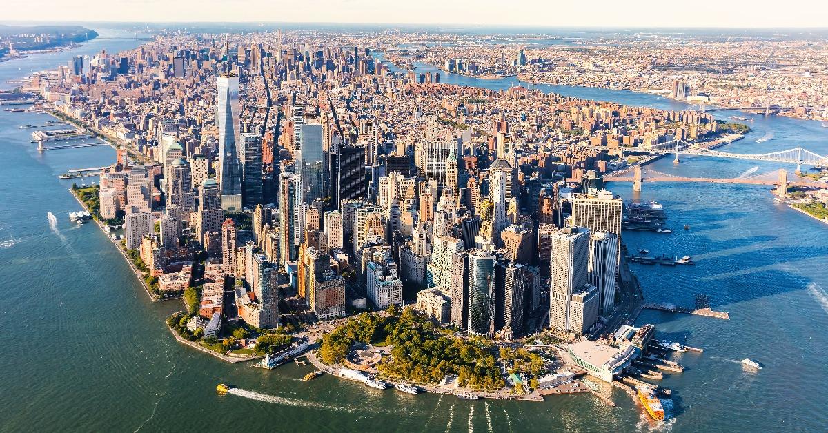 Aerial view of lower Manhattan New York City
