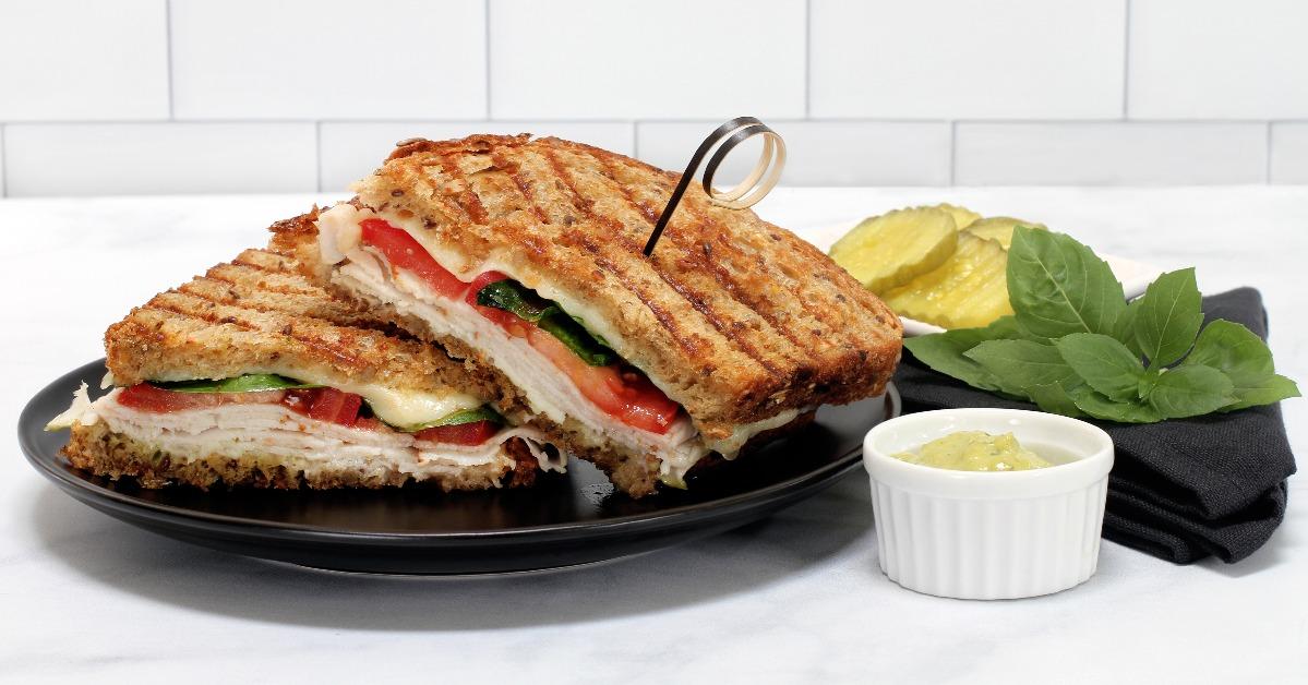 turkey basil provolone cheese basil and tomato panini
