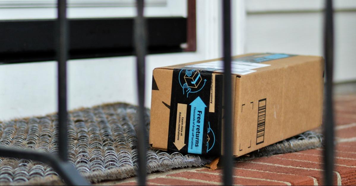 Amazon box shipped to residential house internet order delivery