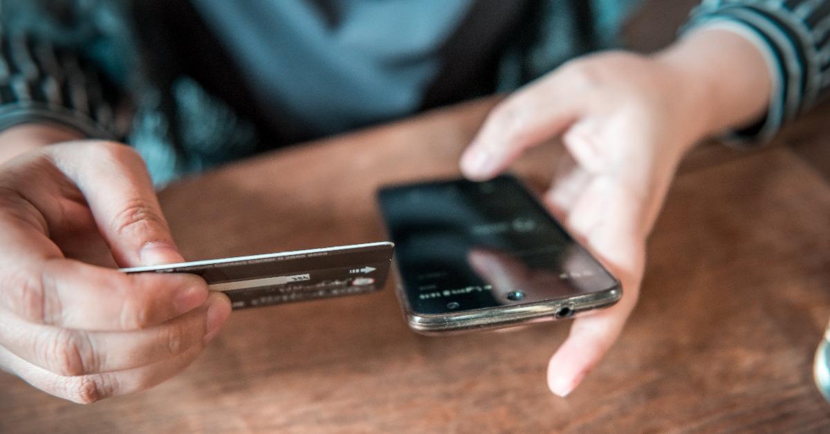 payment home online shopping with a credit card and smartphone