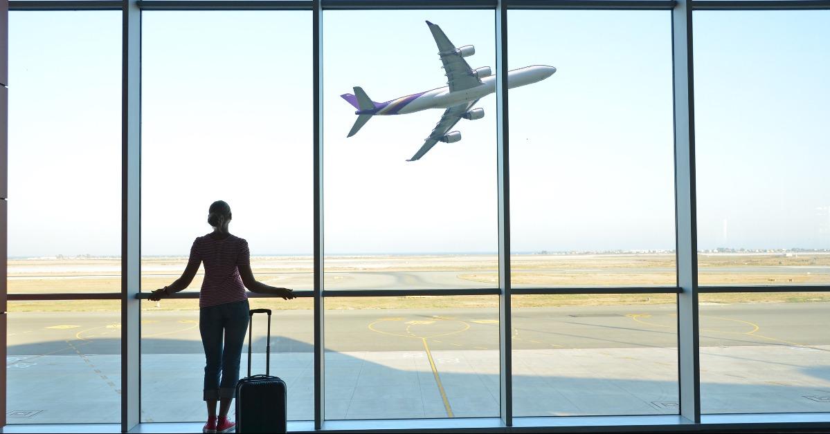 girl at the airport window