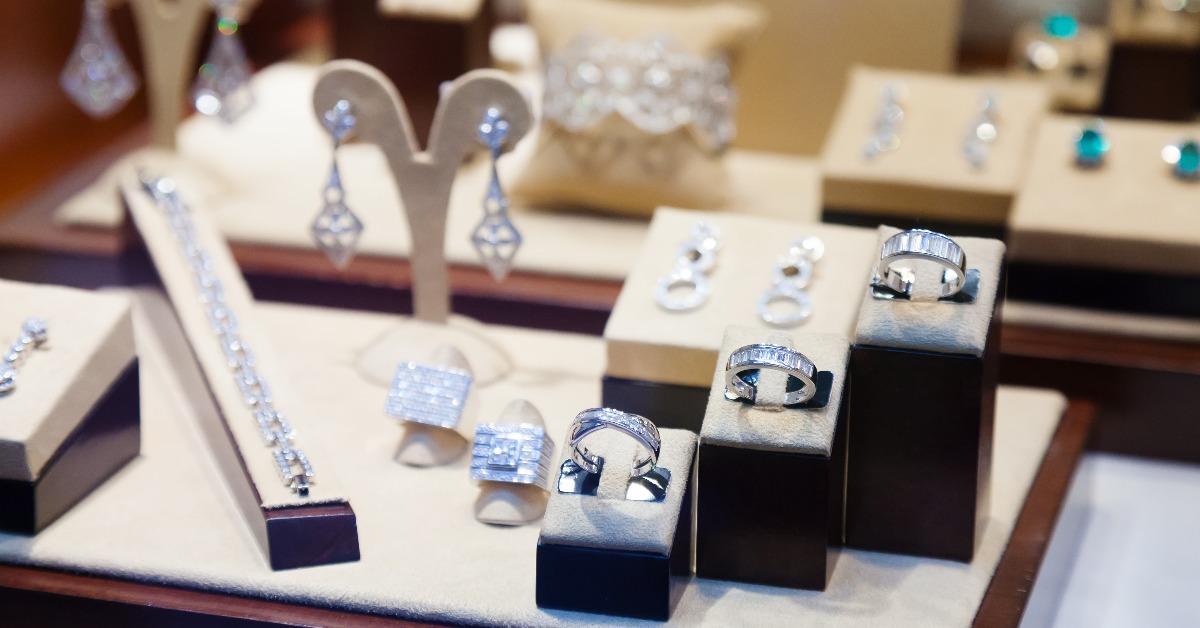 silver jewelry at showcase