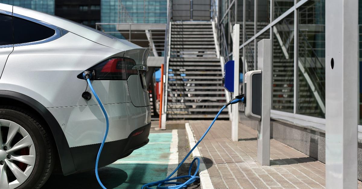 electric car charge on charging station