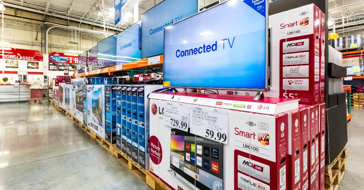 TV aisle in a Costco store