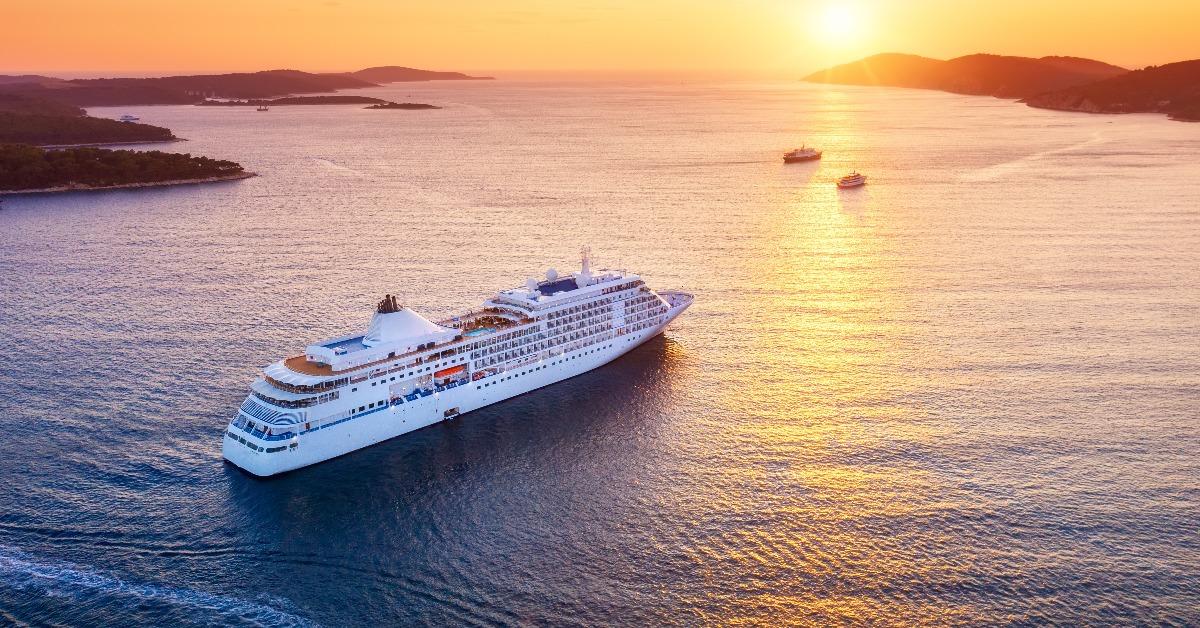  cruise ship during sunset