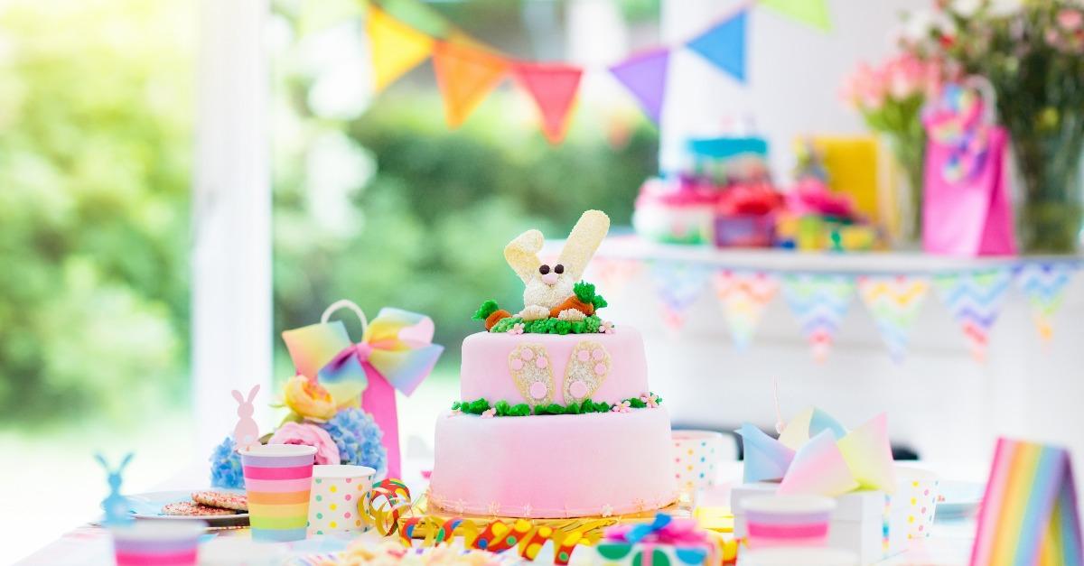 Kids birthday party decoration and cake