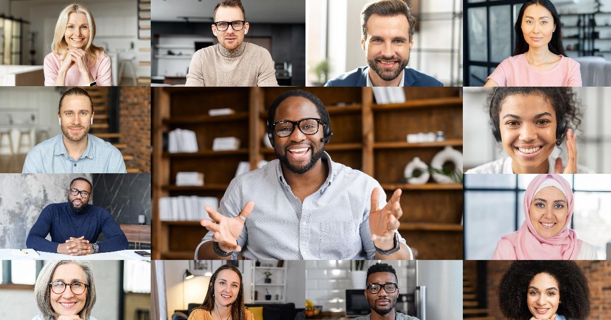 male business coach holding online webinar