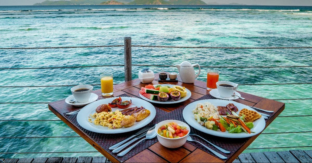 Breakfast on the beach by the pool