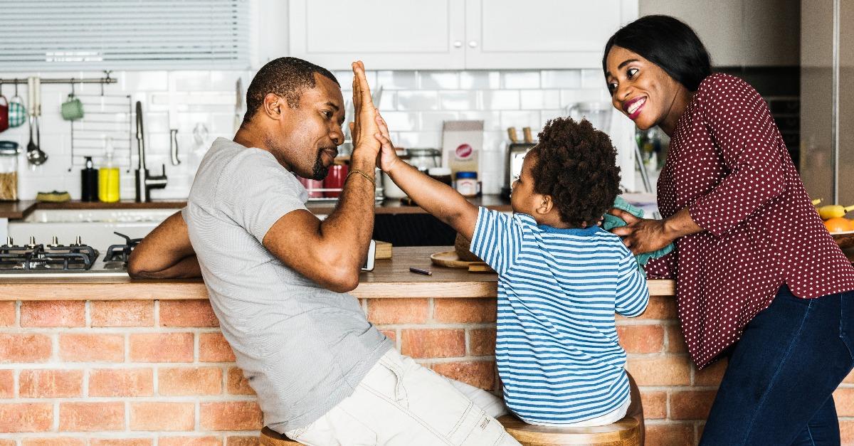 Black family spending time together