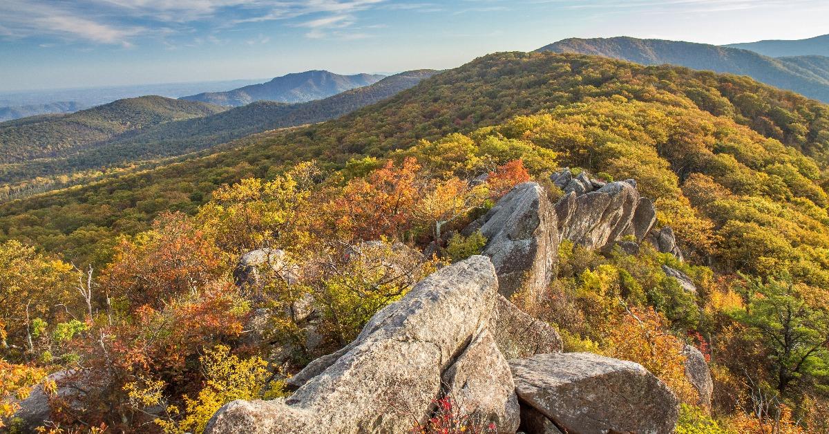 summit of Mary's rock in Shenandoah National Park Virginia