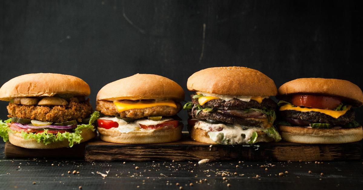 Assorted delicious burgers