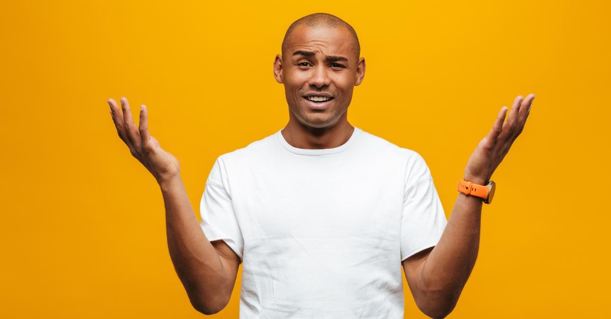 Man with hands up