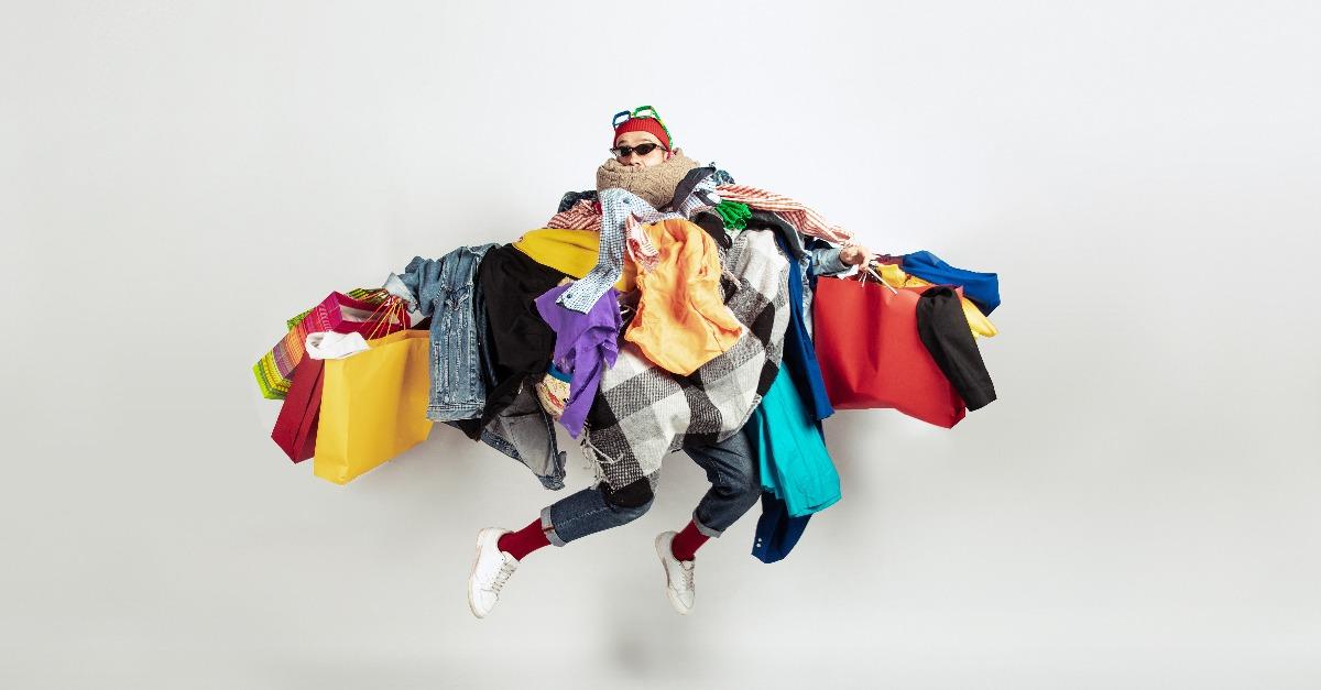 male model wearing too much colorful clothes