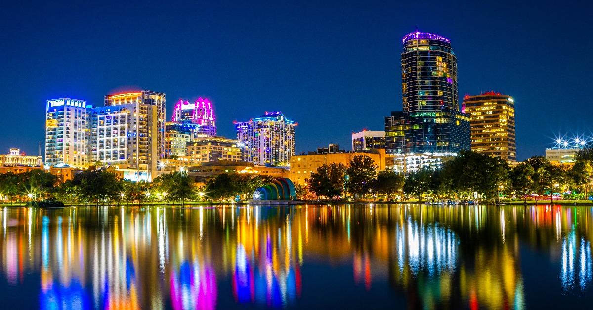 Orlando, Florida skyline at Lake Eola