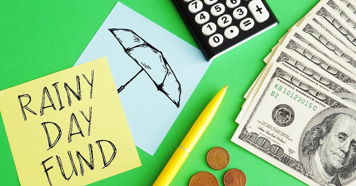 rainy day fund savings are shown using the text 