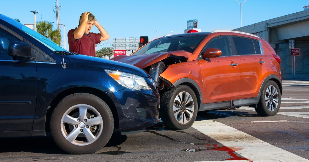 cars have crashed wrecked into each other at intersection