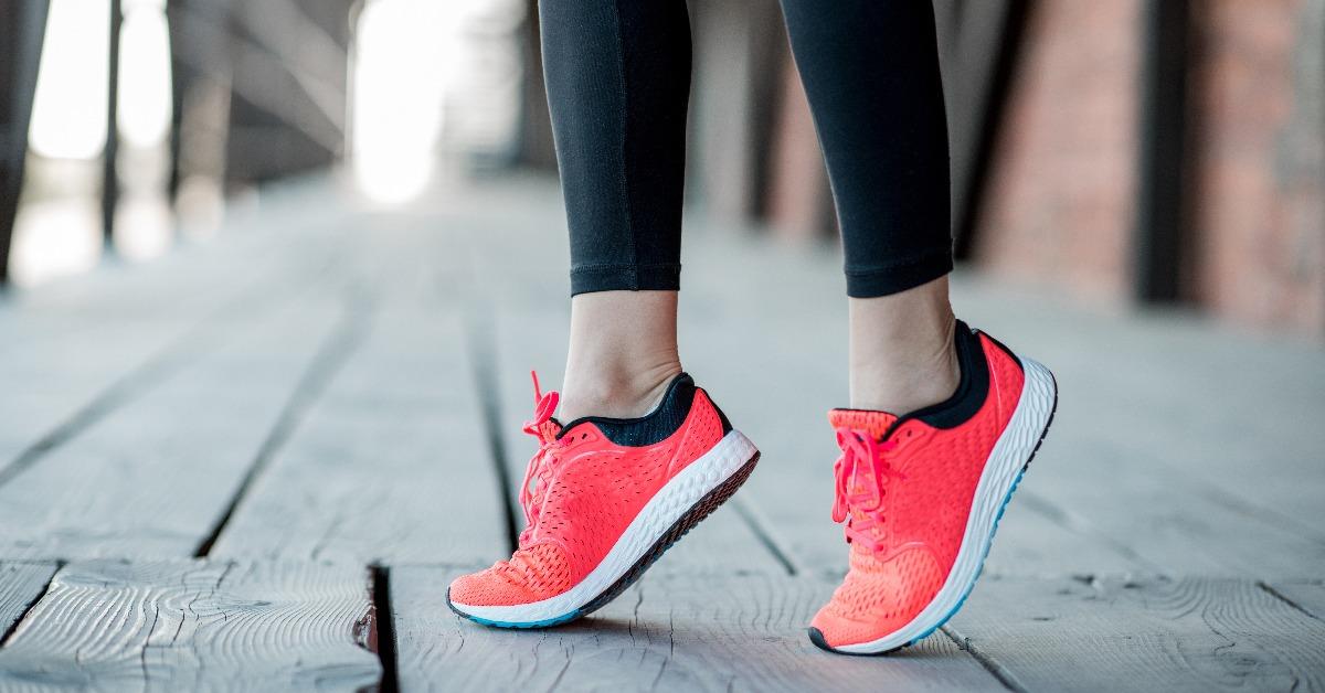 standing in running shoes 