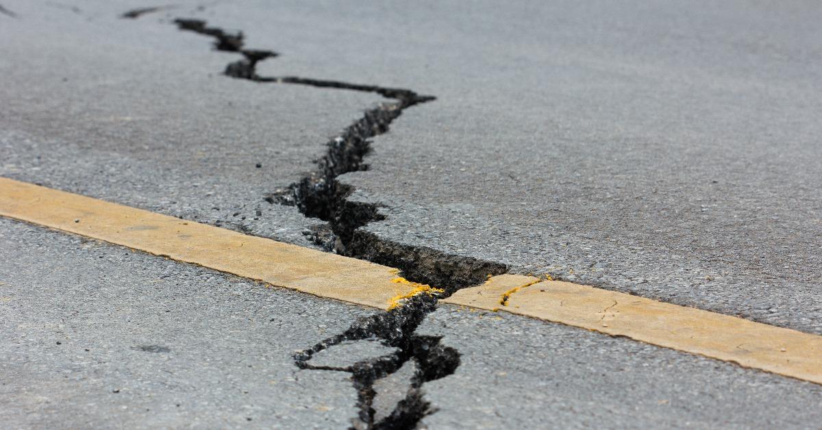 broken road by an earthquake in Chiang Rai Thailand