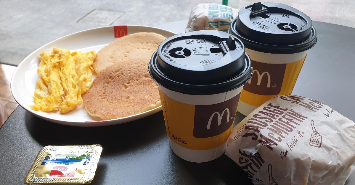Sausage McMuffin and pancake set with McCafe Coffee