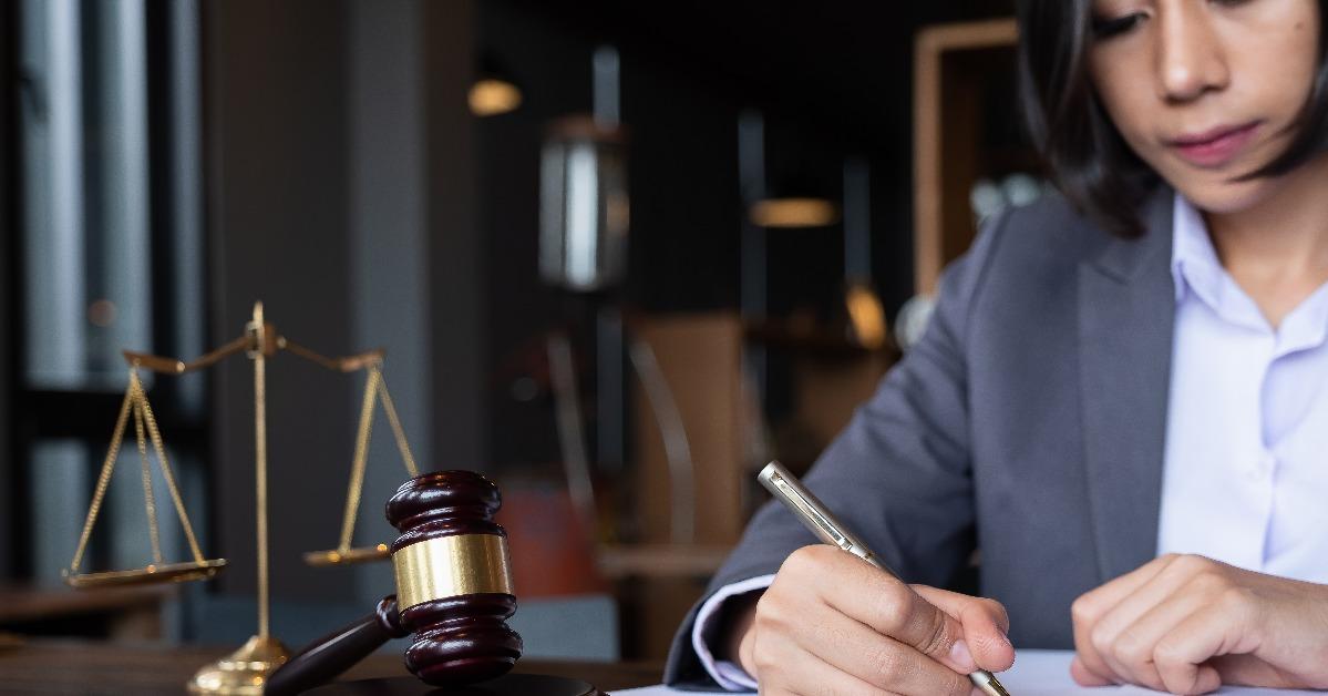 lawyer working on a document
