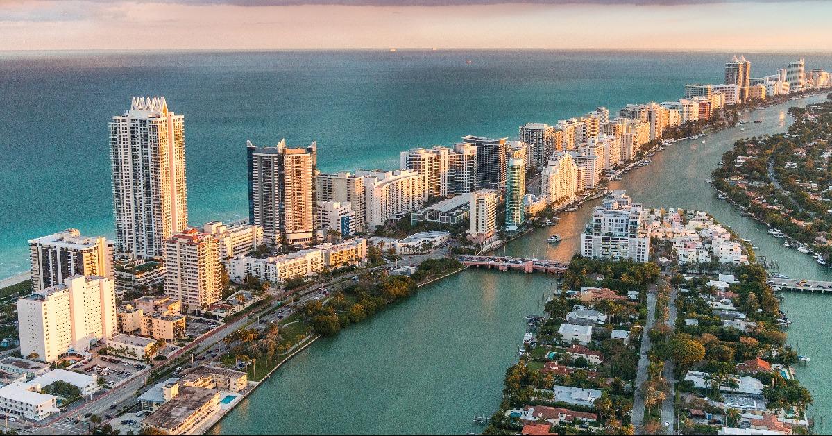 aerial view of Miami Beach skyline Florida