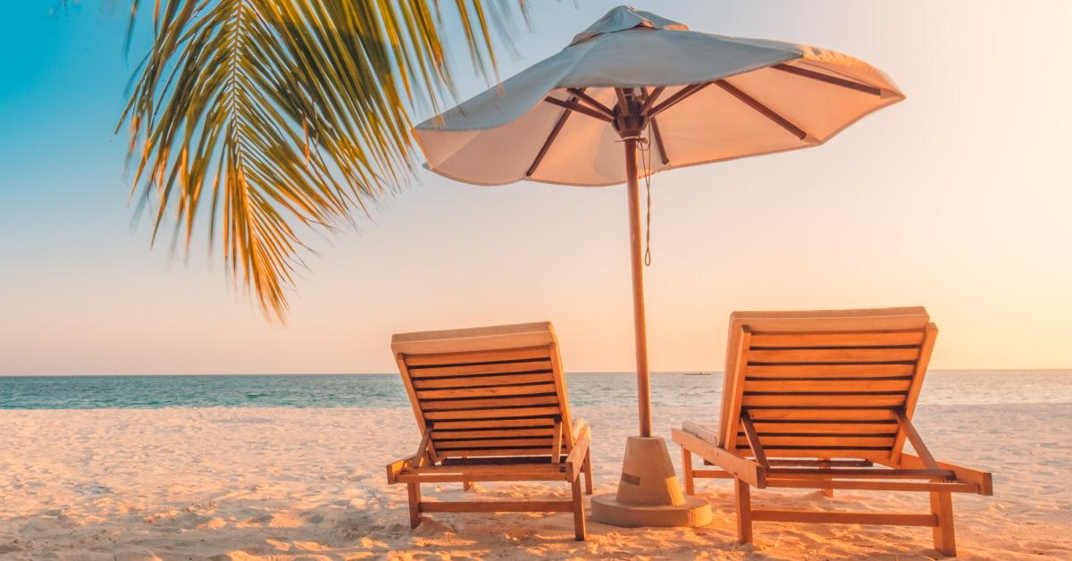 beautiful tropical beach with coco palms