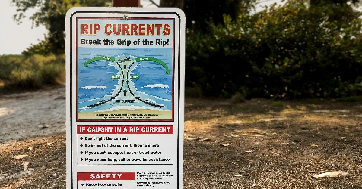 Rip Currents Sign on a Florida Beach