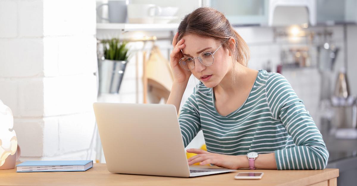  woman working on laptop at home