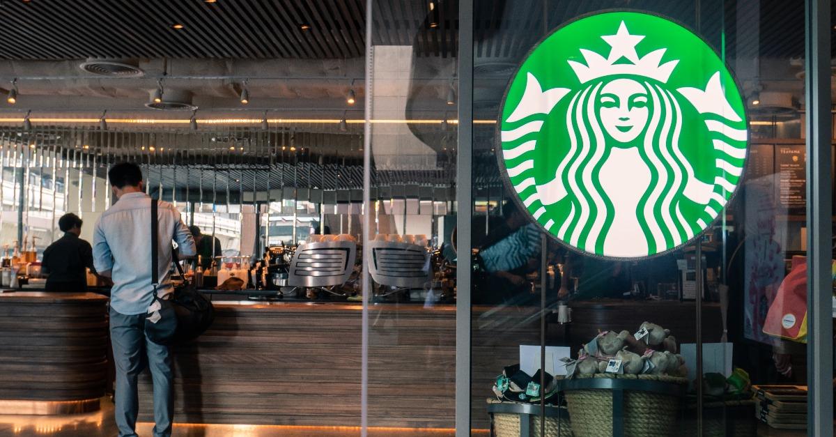 Starbucks coffee logo in front of the shop