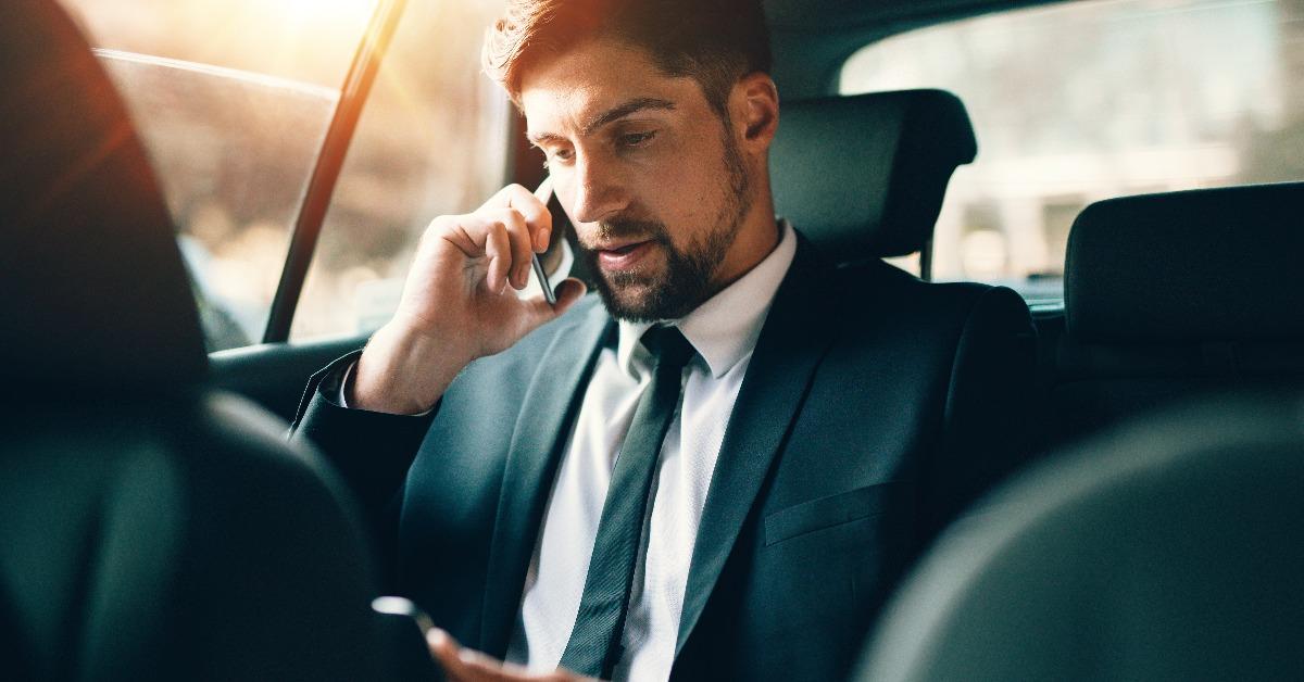 businessman working during travelling to office