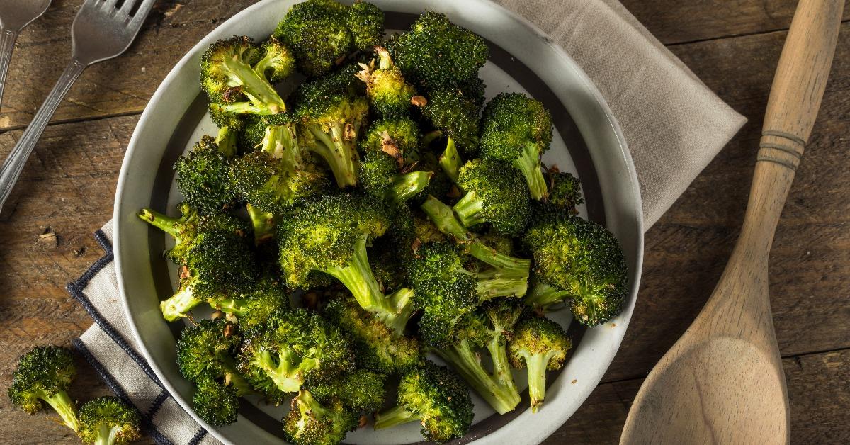 organic green roasted broccoli florets
