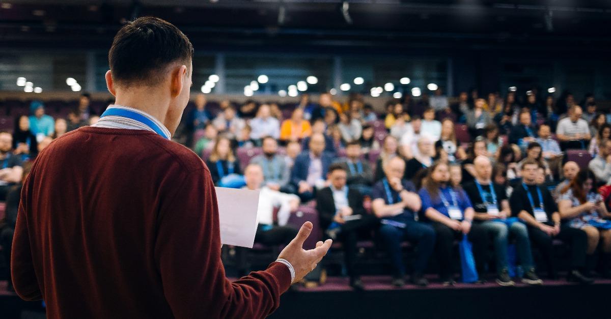speaker at business conference and presentation