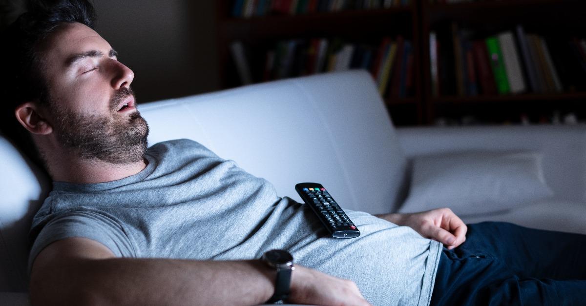 man fell asleep while watching tv
