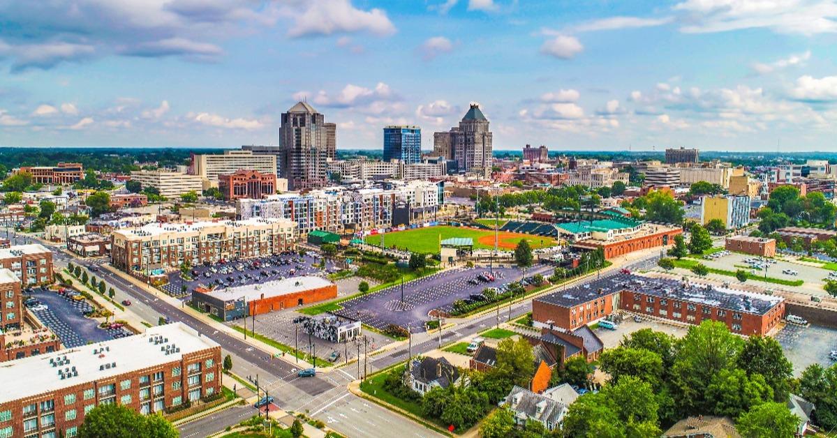 downtown Greensboro North Carolina USA skyline