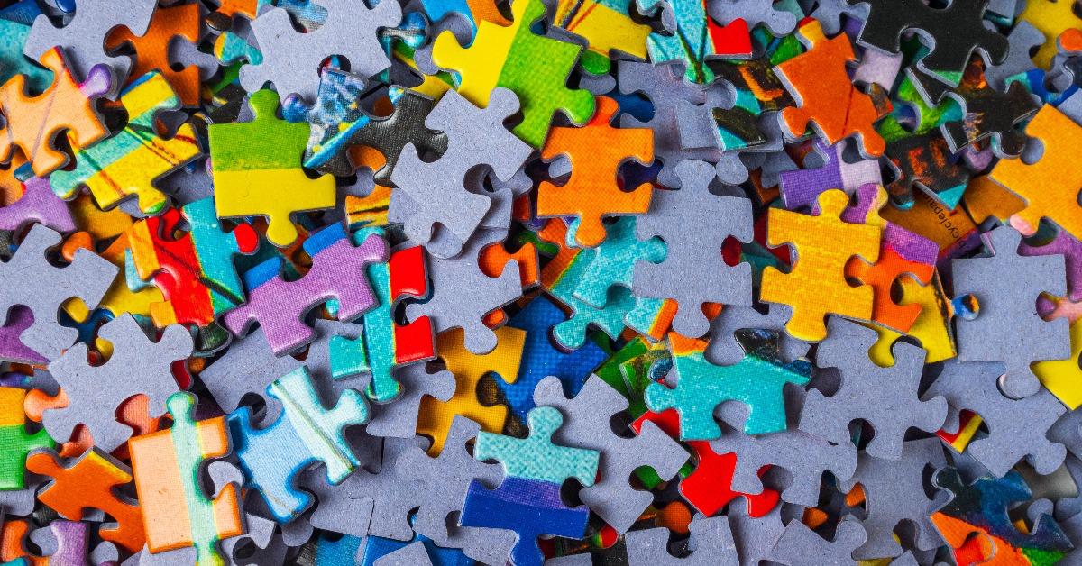 jigsaw puzzle pieces over the entire frame
