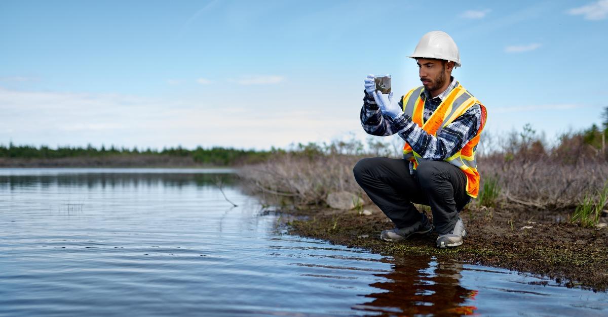marine biologist analyzing water test results and algea samples