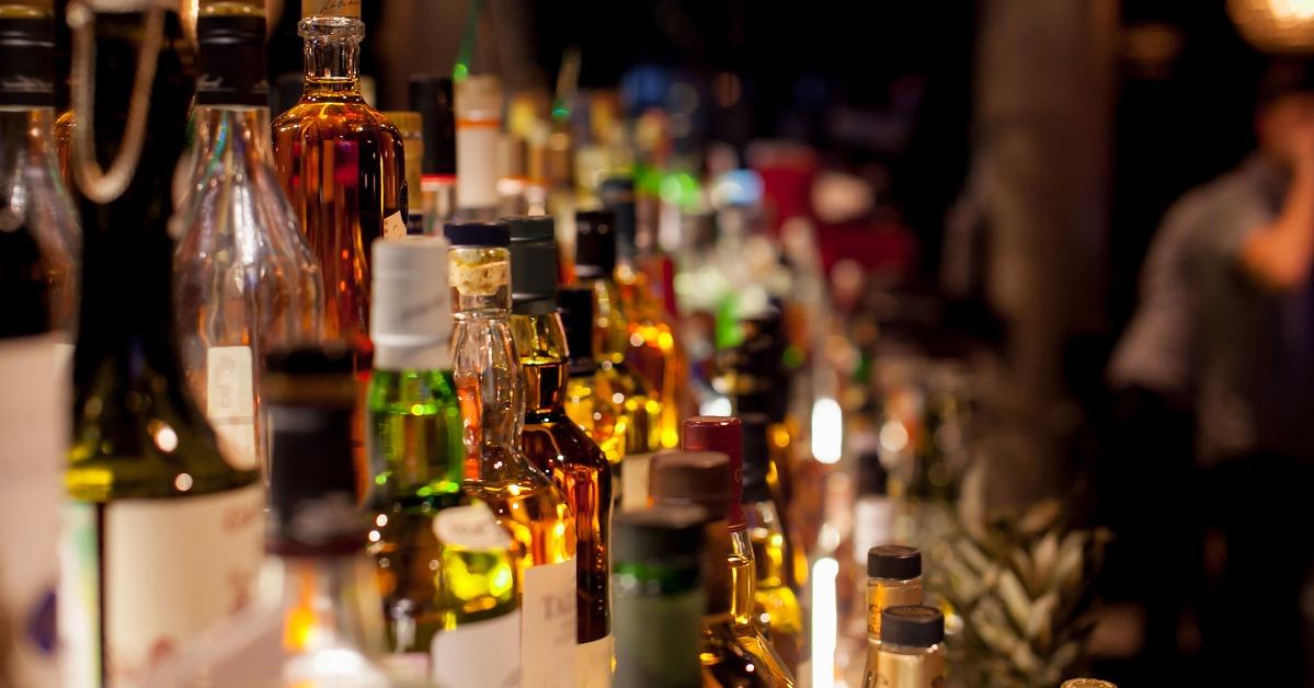 bottles of spirits and liquor at the bar