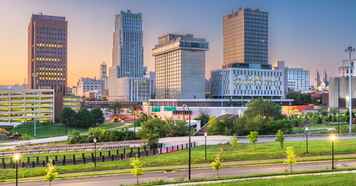 Akron Ohio USA town skyline