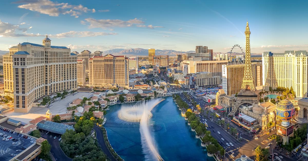 Bellagio Fountains and The Strip in Las Vegas