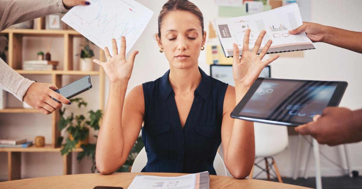 businesswoman stressed because of work