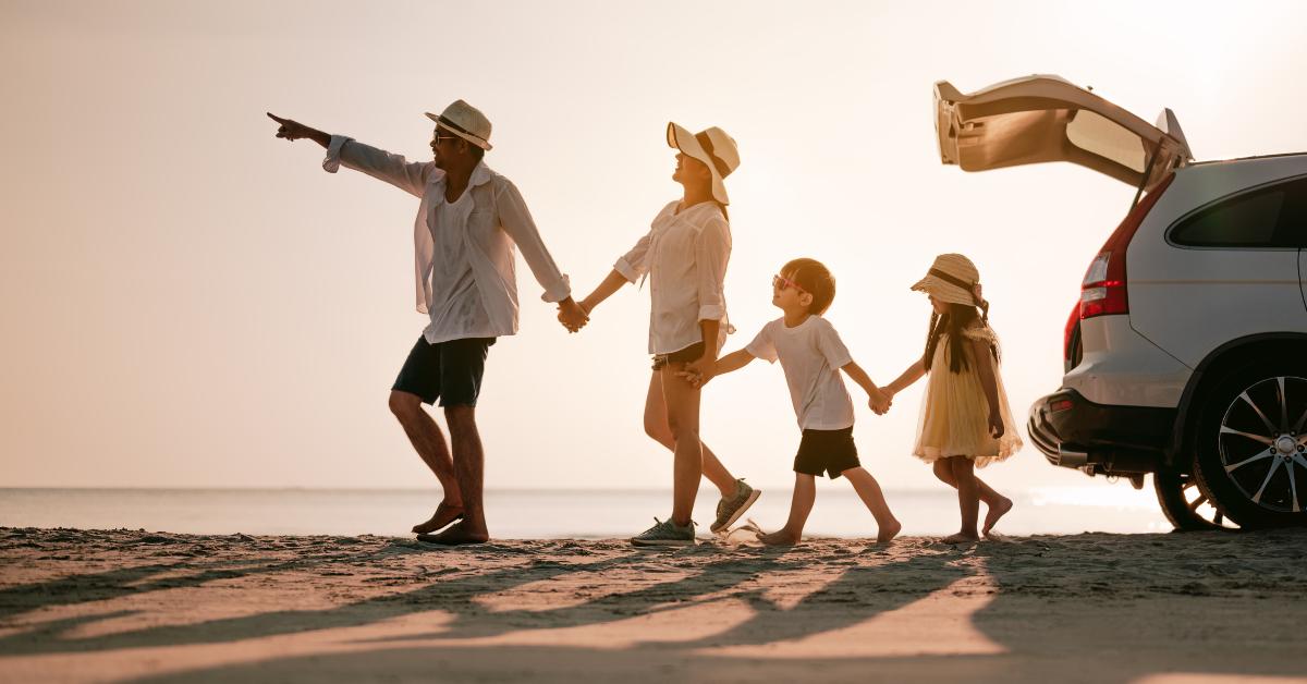 family on the beach