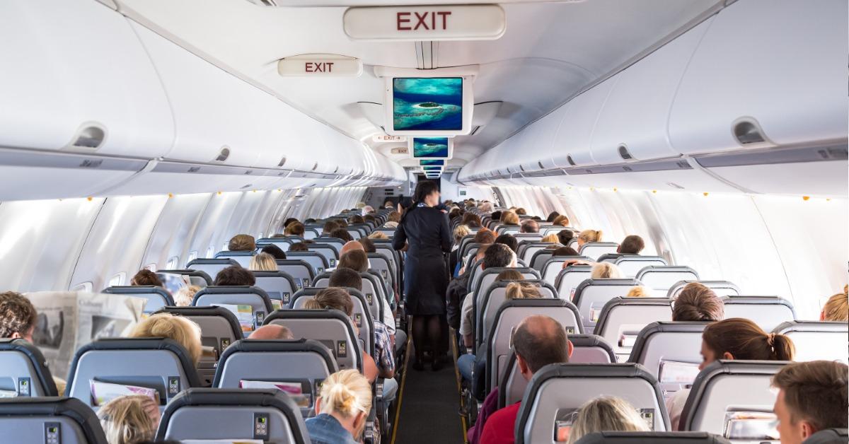 airline with lots of passengers and crew members