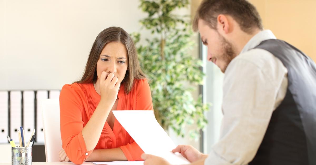 nervous woman during a job interview