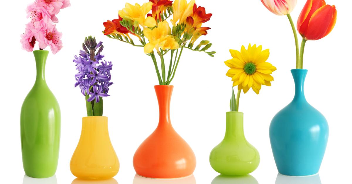 spring flowers in vases