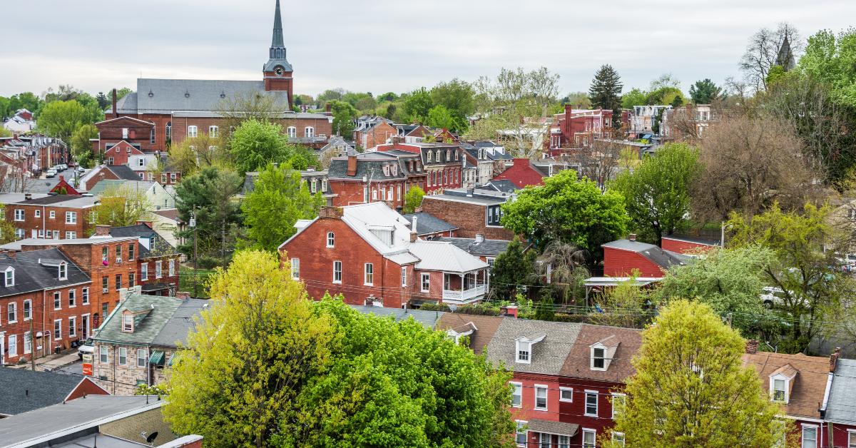 Lancaster Pennsylvania with blooming trees