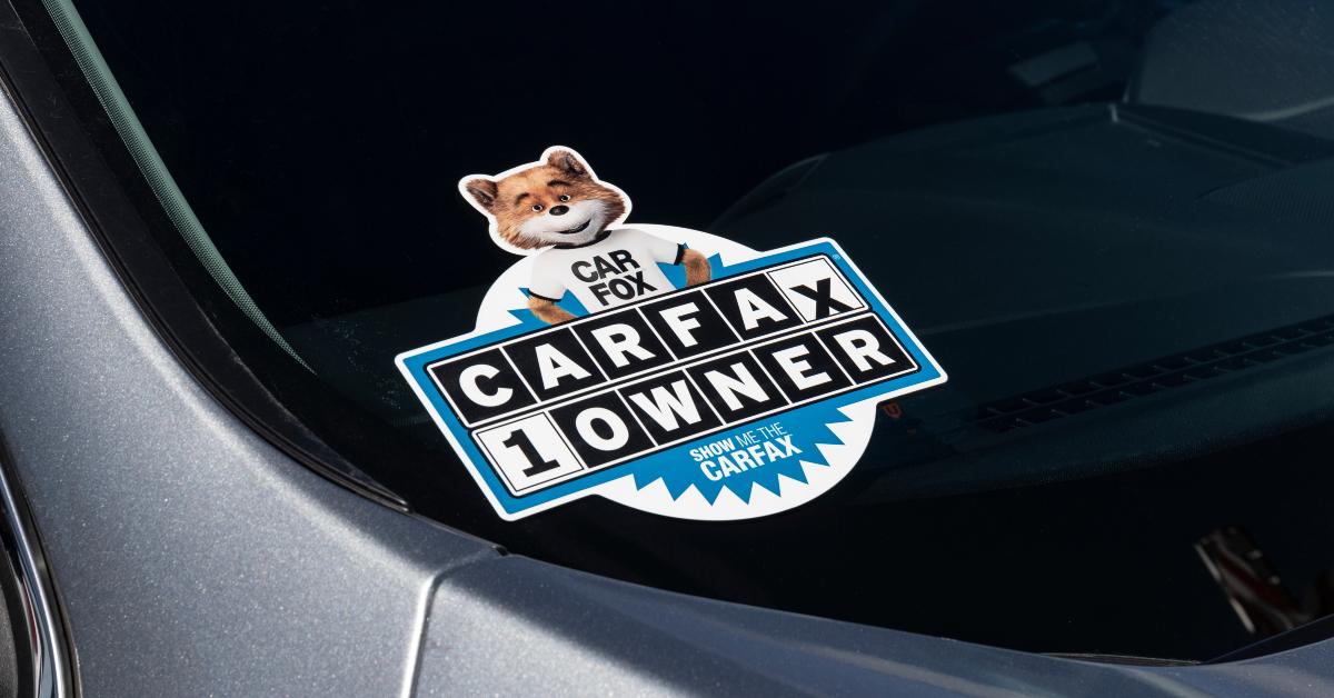 Carfax sticker on a used pre-owned vehicle