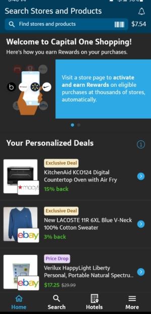 Screenshot of Capital One mobile app