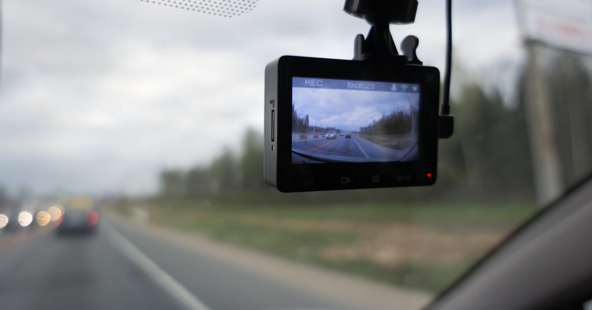 video recorder driving a car on highway