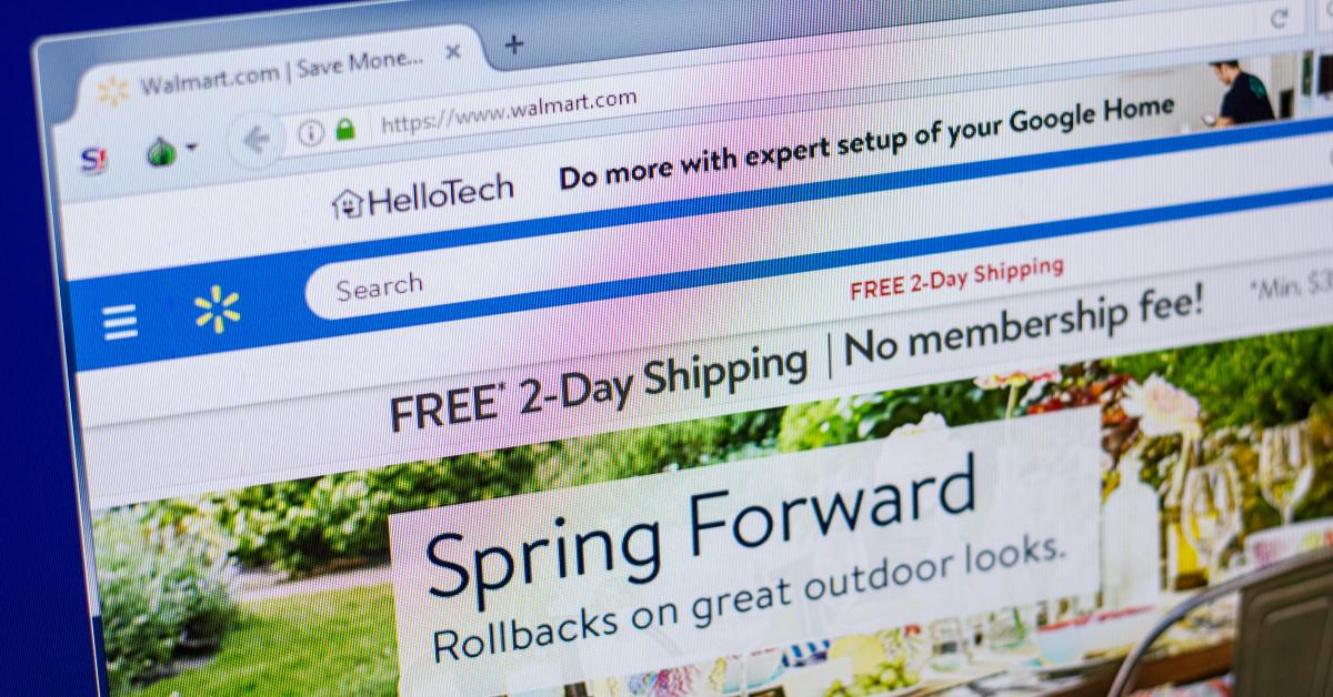 Walmart website on the display of PC